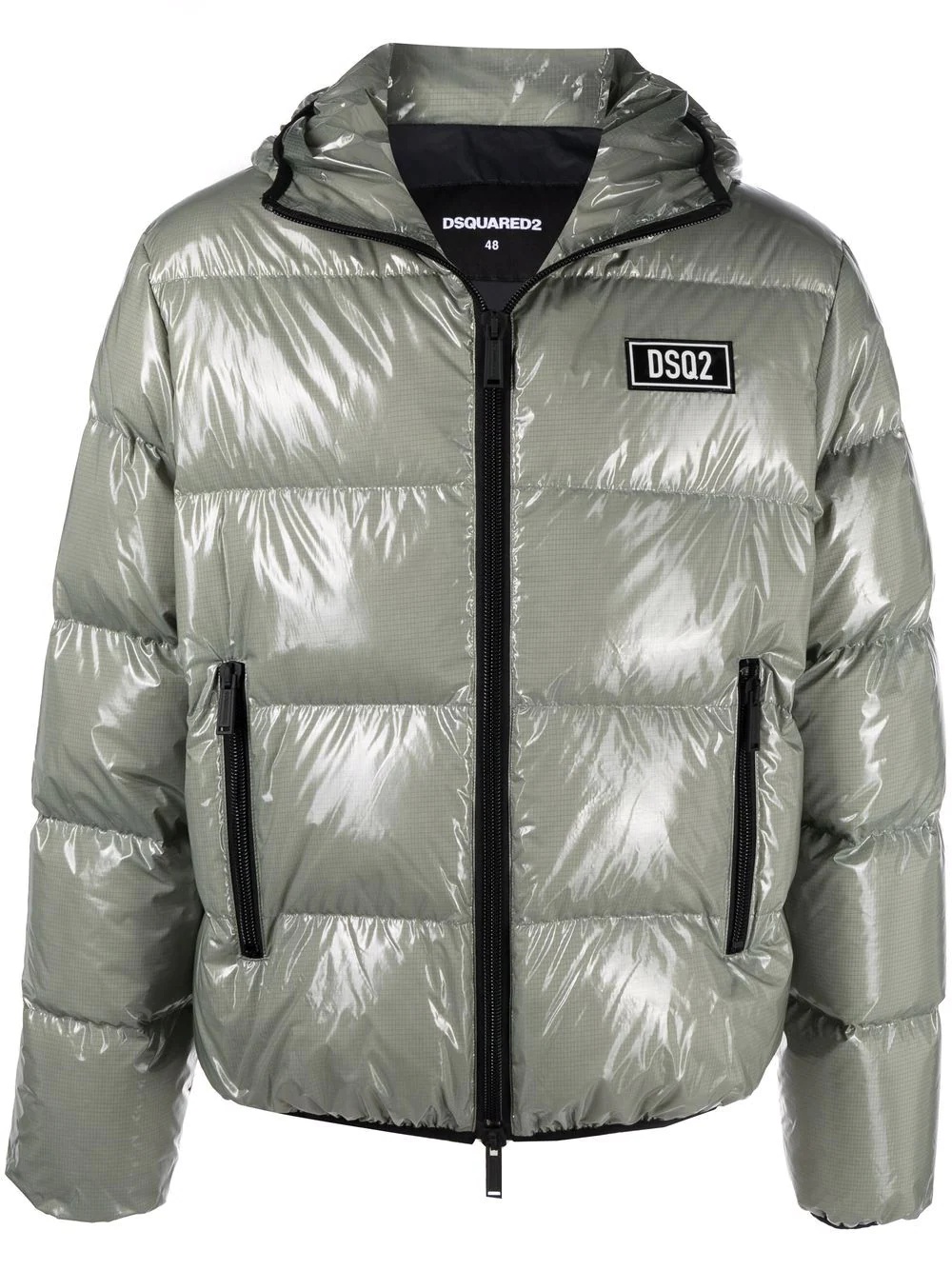 high-shine hooded down jacket - 1