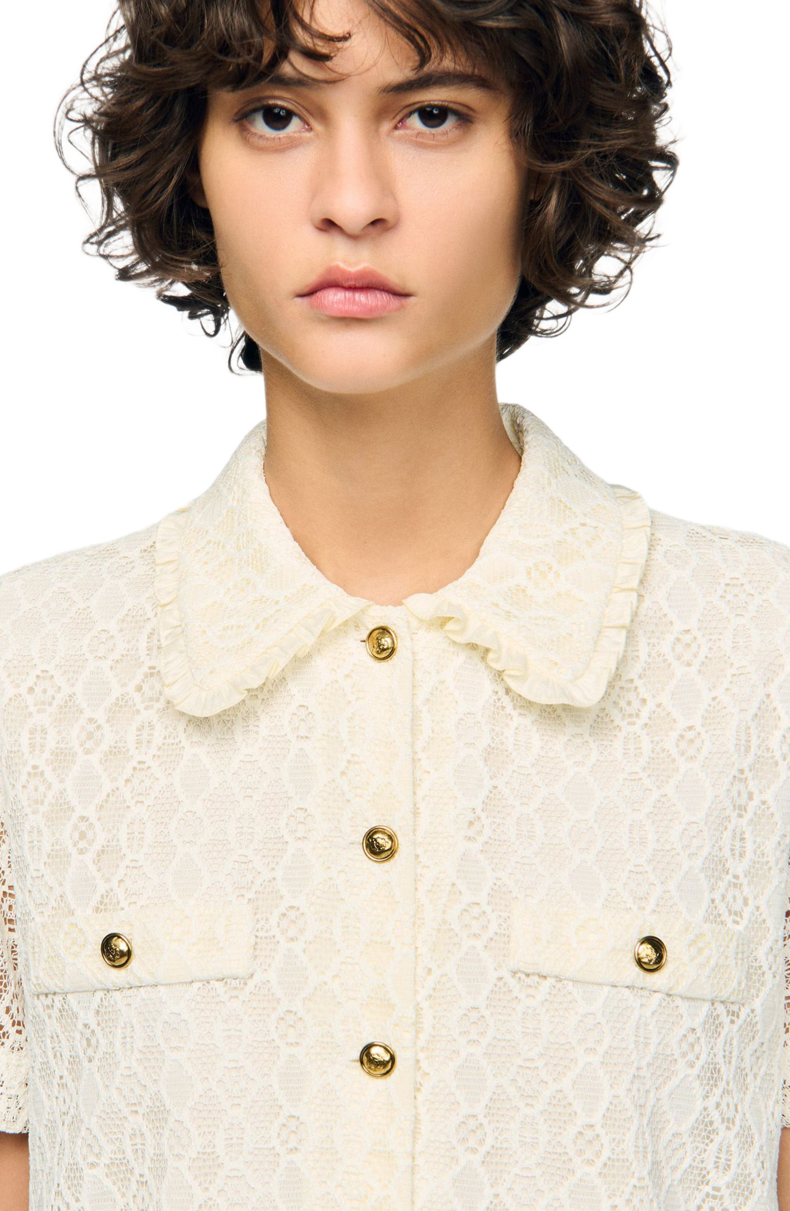SANDRO Short lace dress in Ecru at Nordstrom - 3