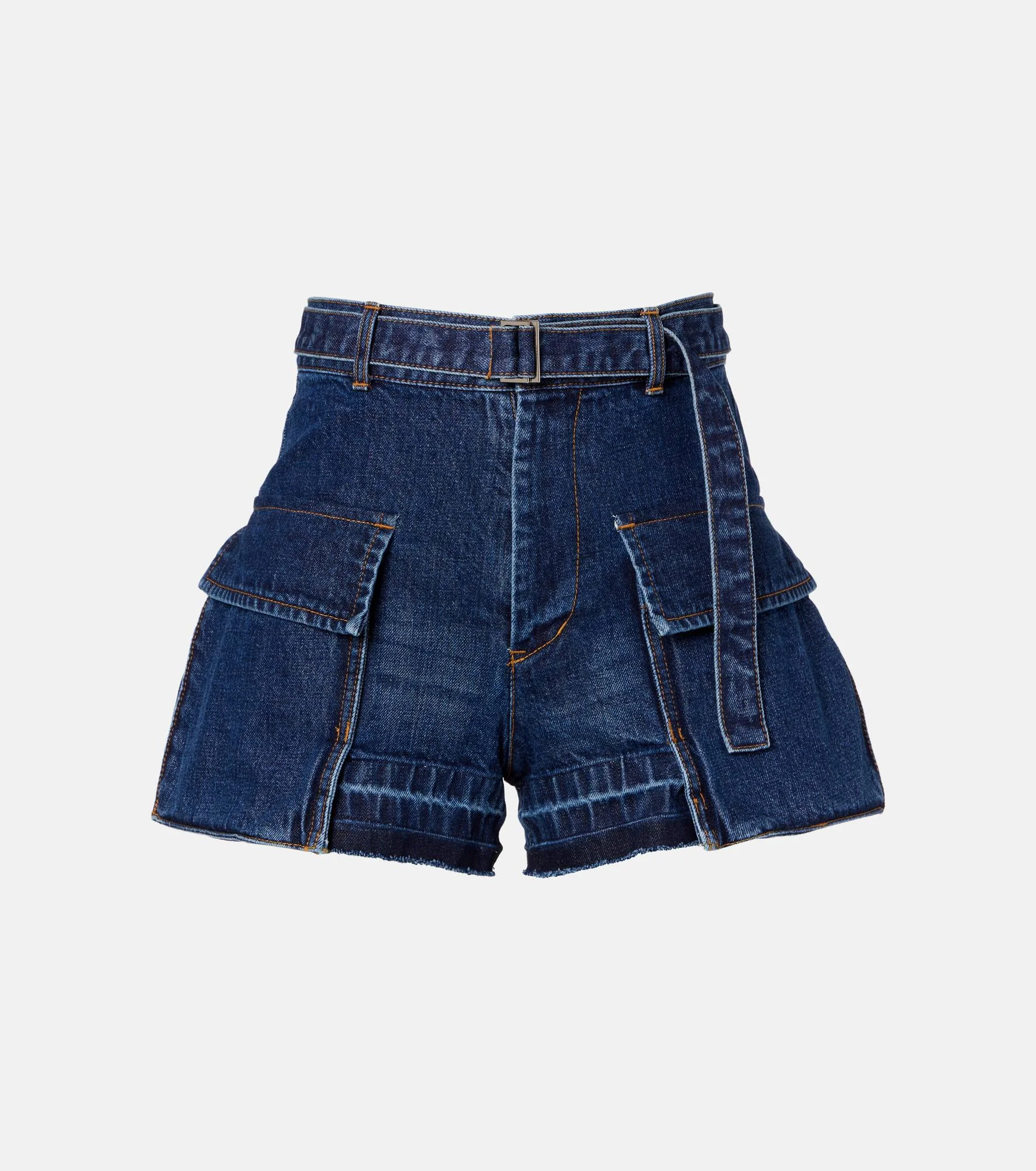 Belted denim shorts - 1