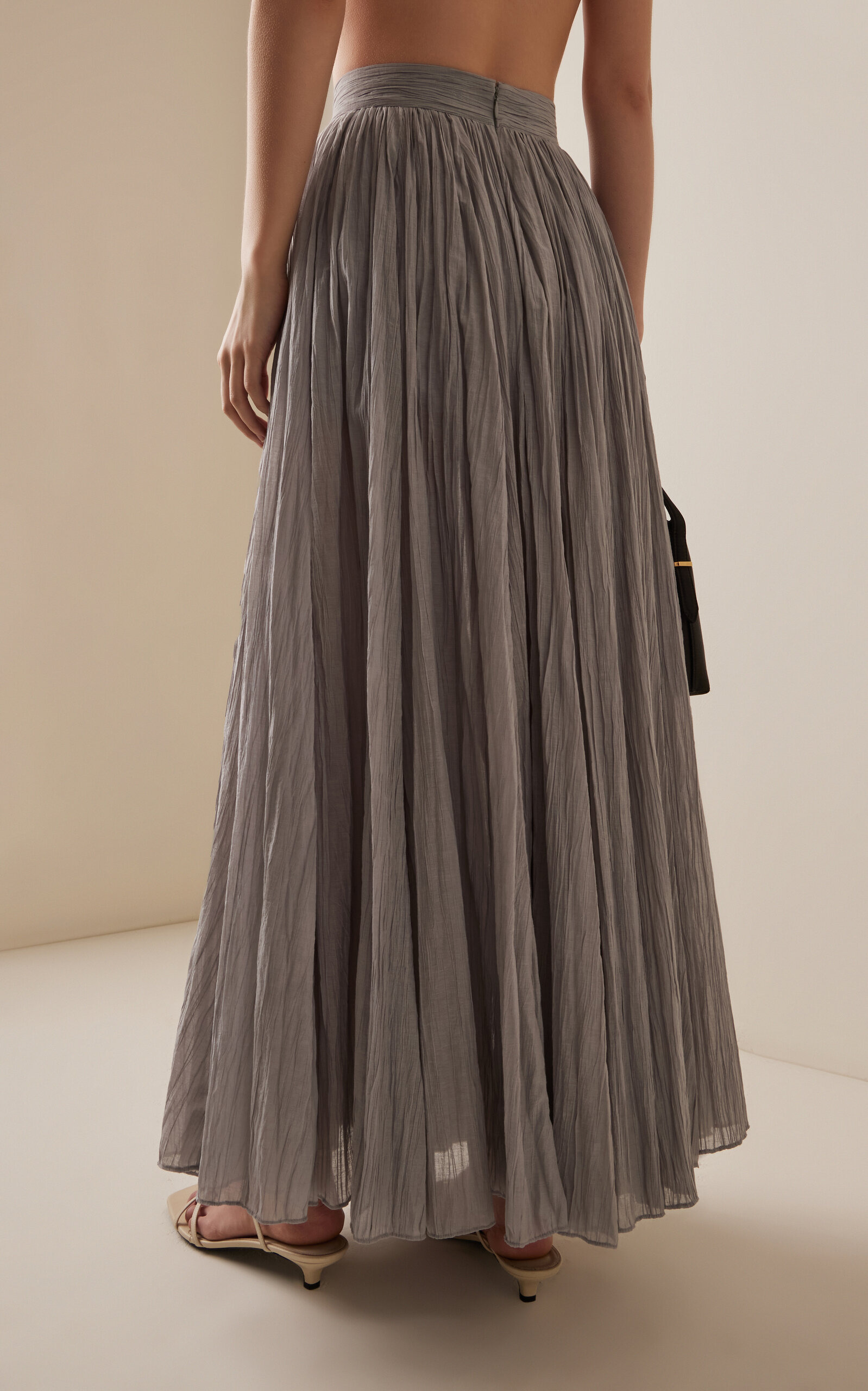 Crinkled Plissé Cotton-Blend Skirt grey - 4