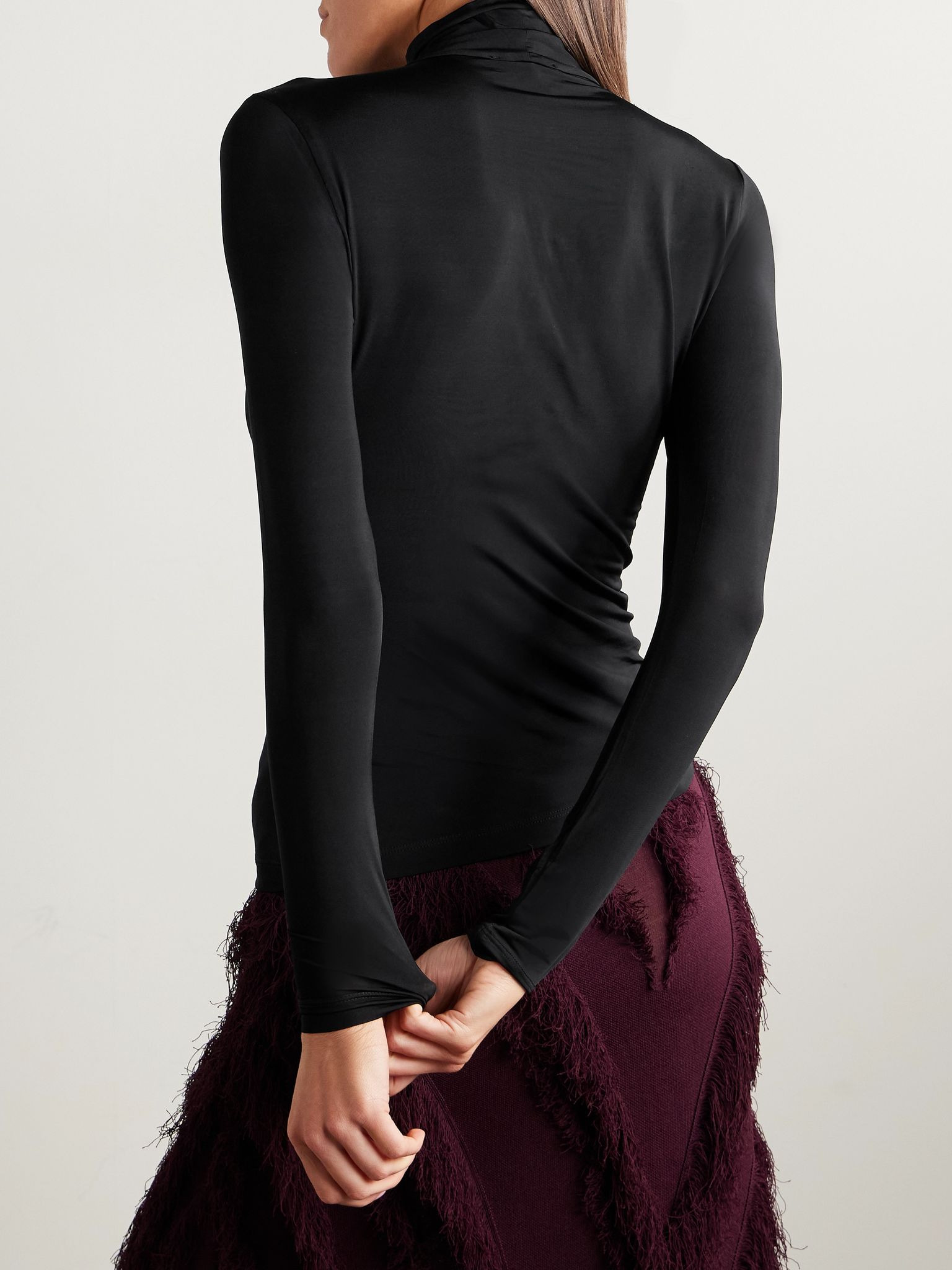 Aurelia stretch-jersey turtleneck top Black - 3