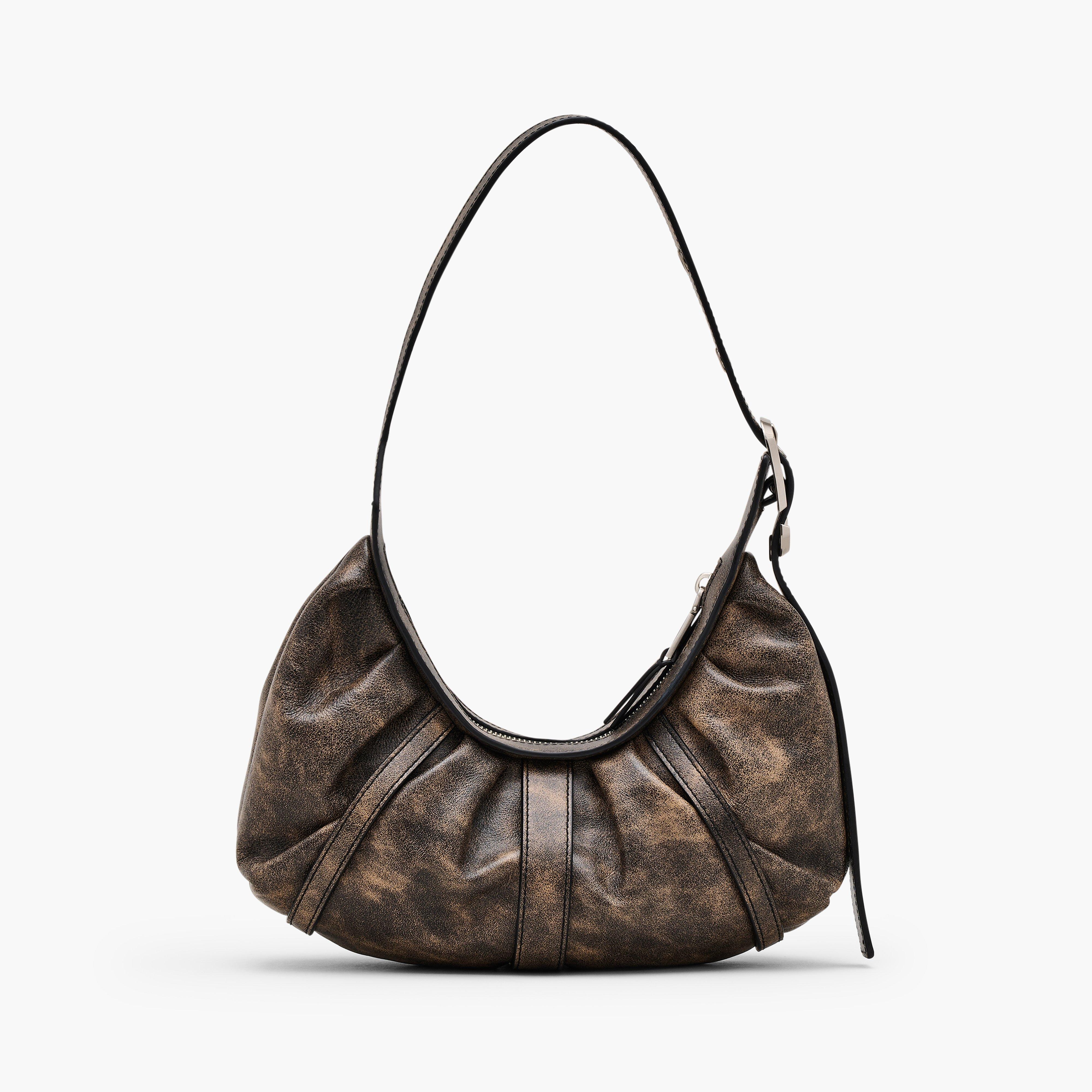 THE DISTRESSED LEATHER BUCKLE J MARC CRESCENT BAG - 3