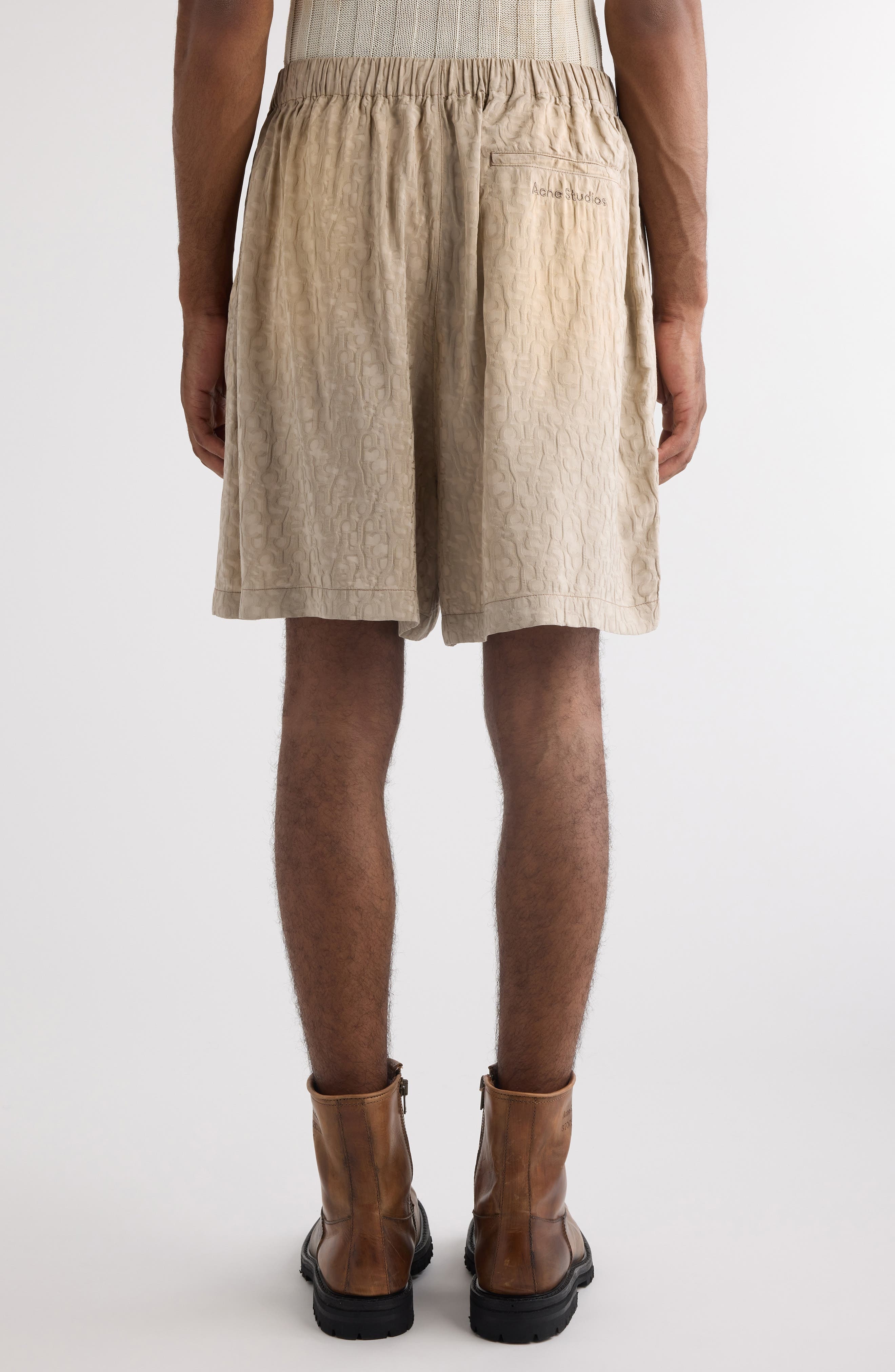 Acne Studios Jacquard Relaxed Wide Leg Shorts in Warm Grey at Nordstrom - 3