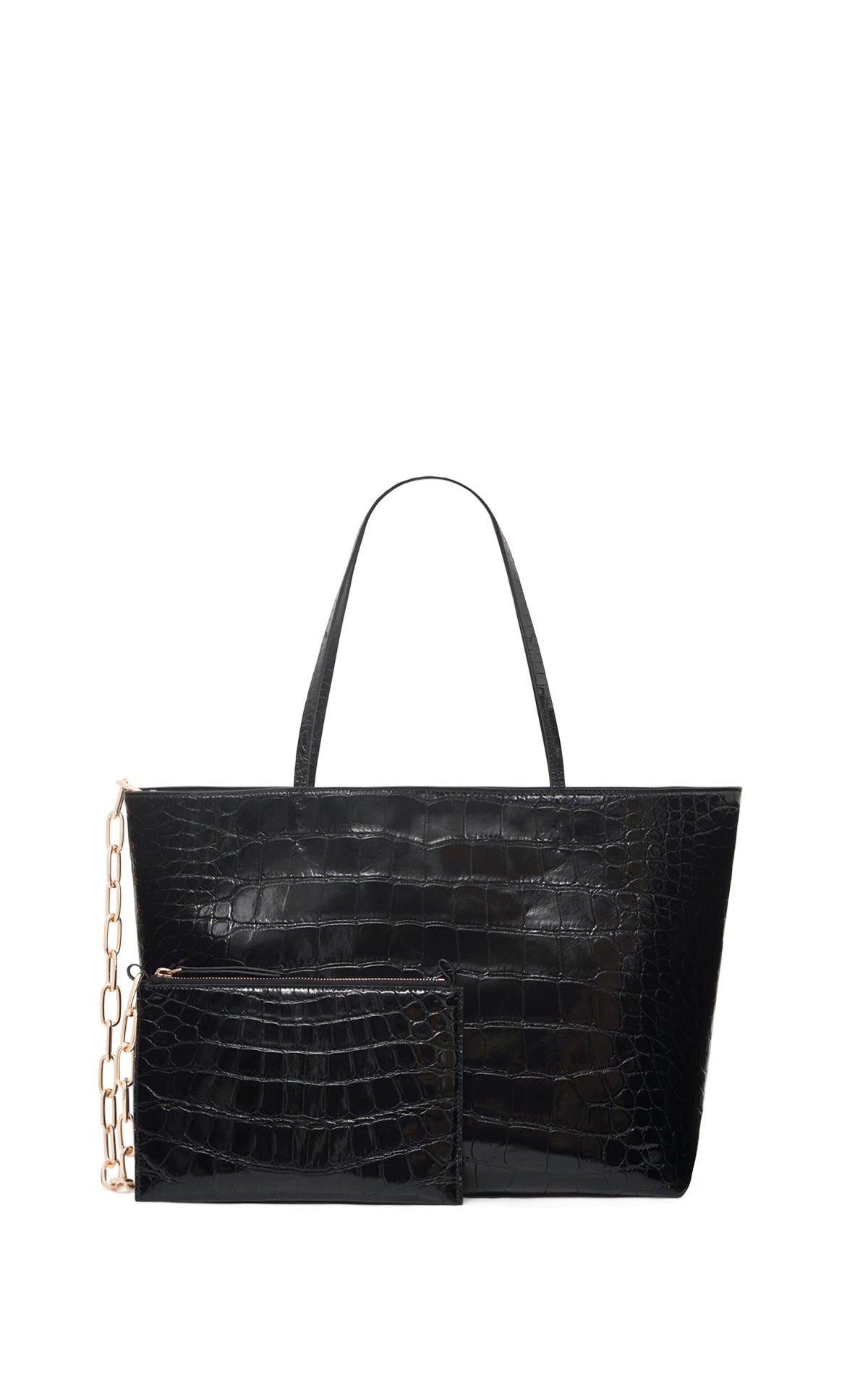 Croco Tote Bag in Black Crocodile Leather - 3