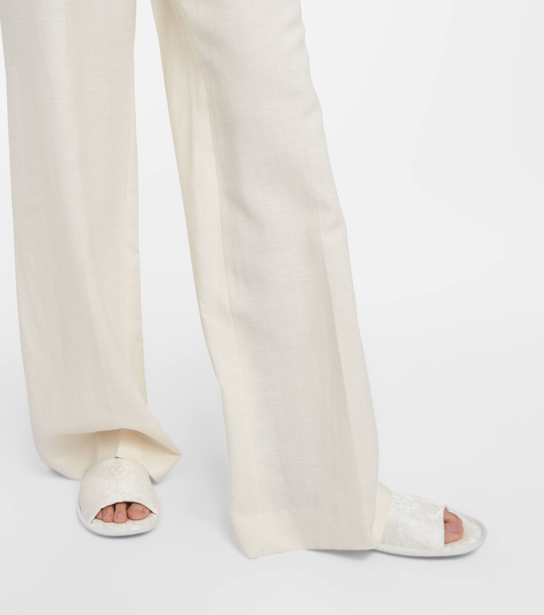 Foulard wool, silk and linen straight pants - 5