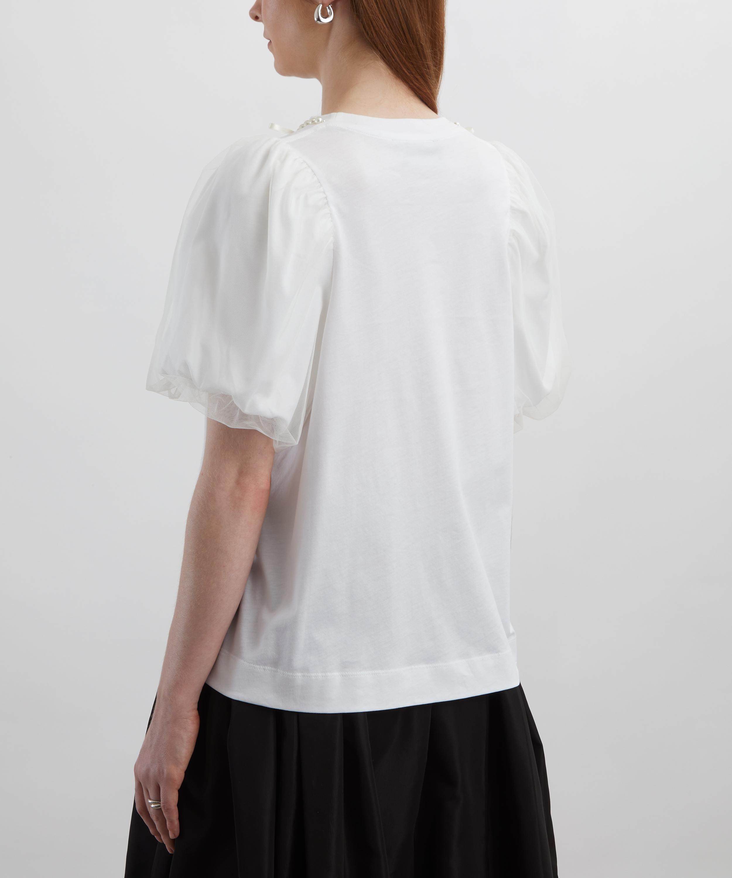 Overlay Puff-Sleeve Pearl T-Shirt - 4