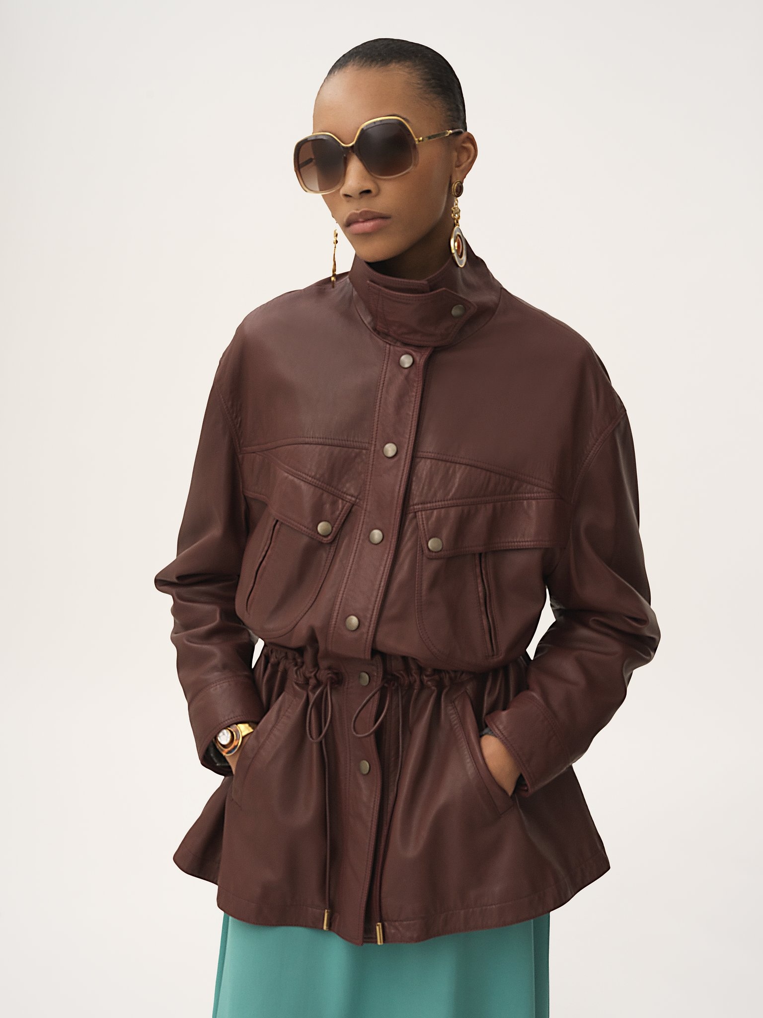 HIGH-NECK PARKA IN LEATHER - 4