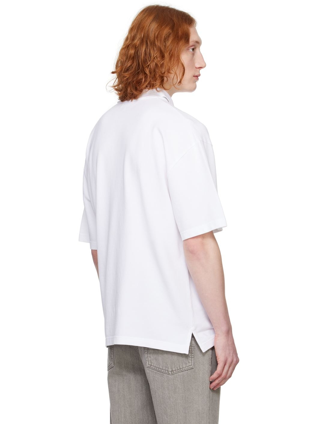 White Bold Fox Head Patch Oversize Polo - 3