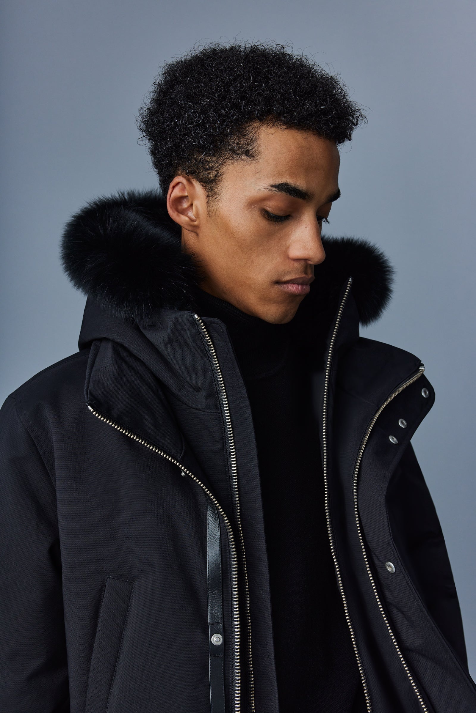 EDWARD 2-in-1 down parka with hooded bib and blue fox fur - 5