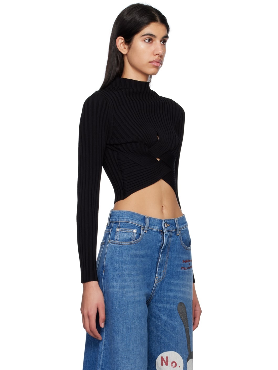 Black Criss-Crossing Turtleneck - 2