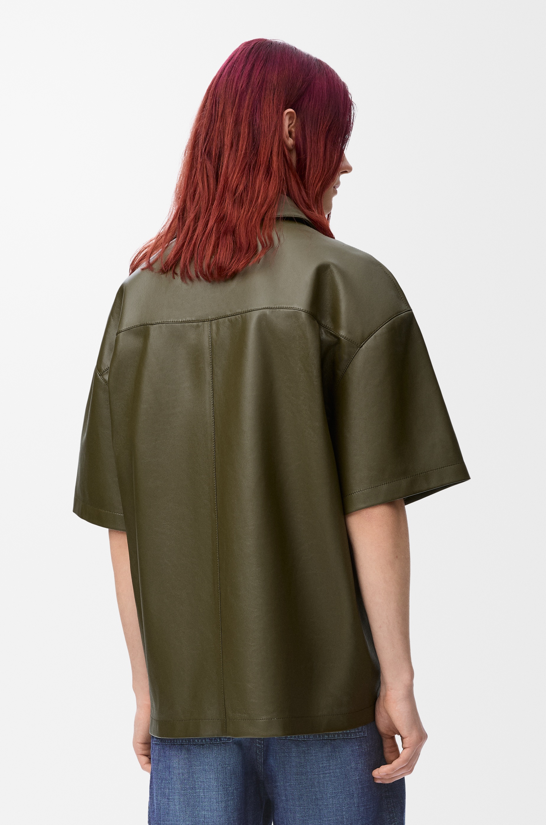 Short sleeve shirt in nappa lambskin - 4