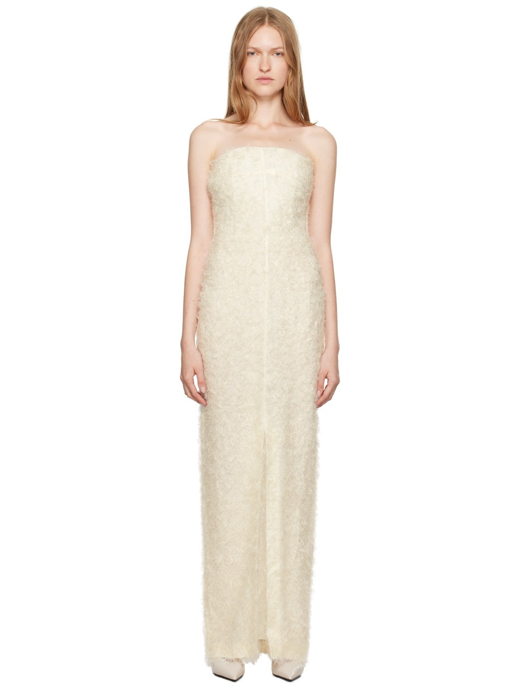 Off-White Strapless Fil Coupé Maxi Dress - 1