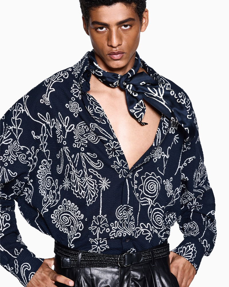 GIORGIO ARMANI PRINTED COTTON SEERSUCKER SHIRT outlook