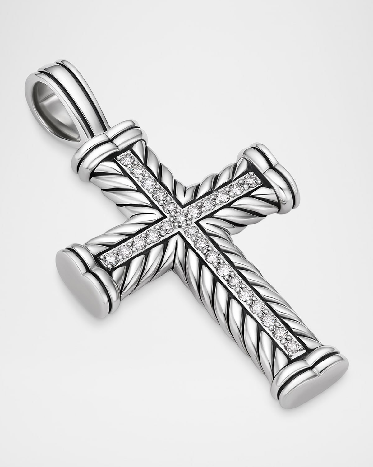 Men's Chevron Cross Enhancer with Diamonds in Silver, 30mm - 2