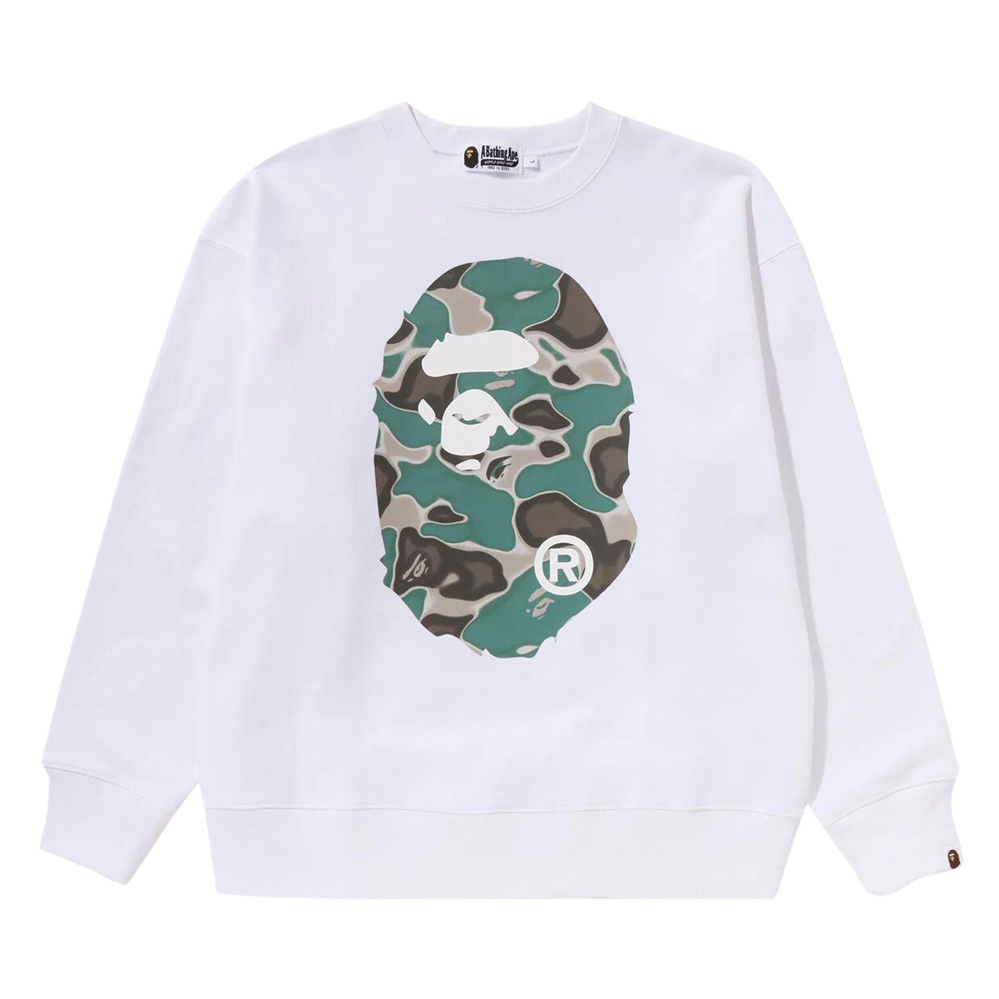 BAPE Liquid Camo Ape Head Relaxed Fit Crewneck Sweat 'White' - 1