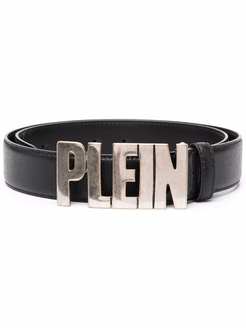 logo-plaque leather belt 1