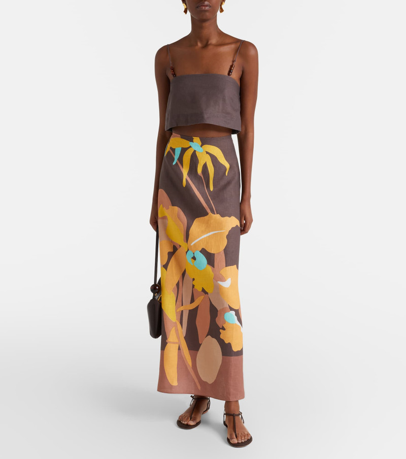 FAITHFULL Chianti beaded linen crop top outlook