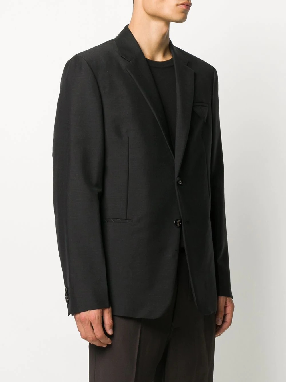 pocket-fold single-breasted blazer - 3