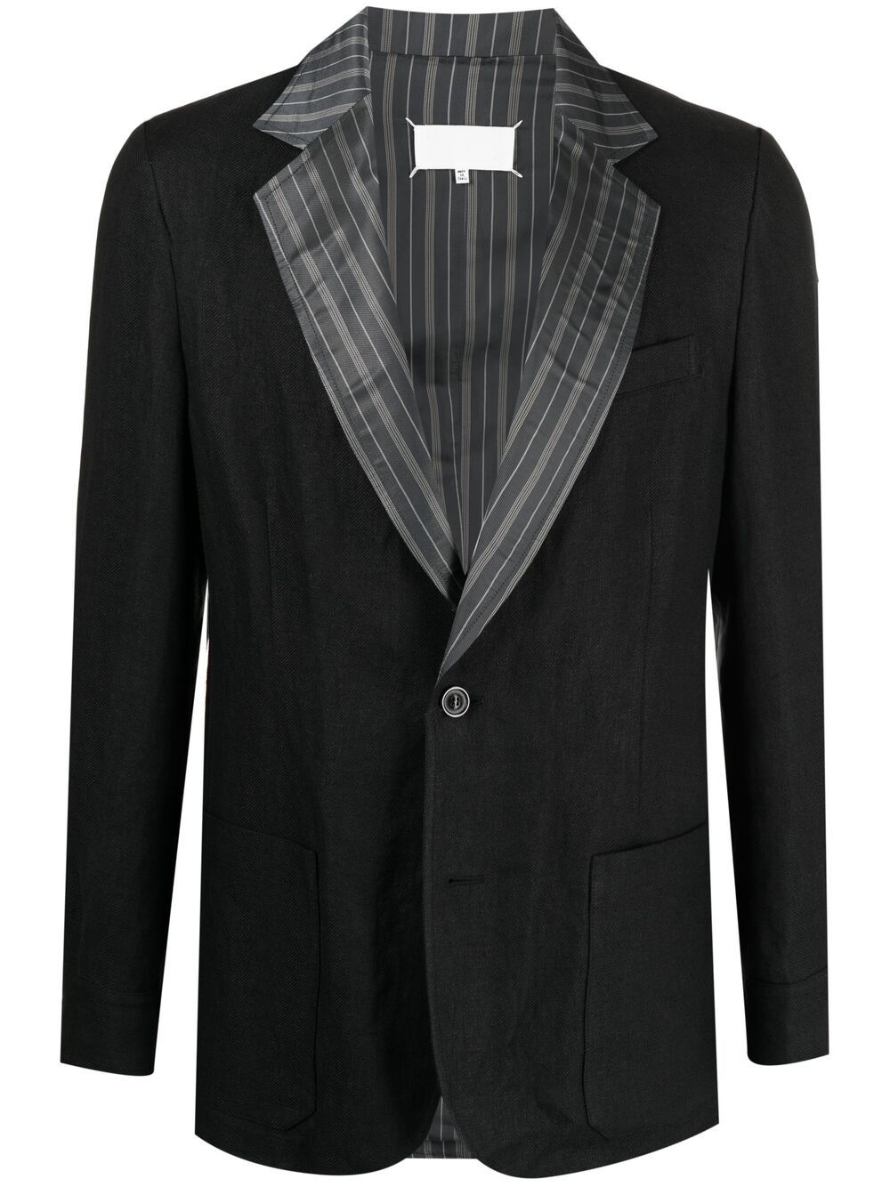 striped lapel four-stitch blazer - 1