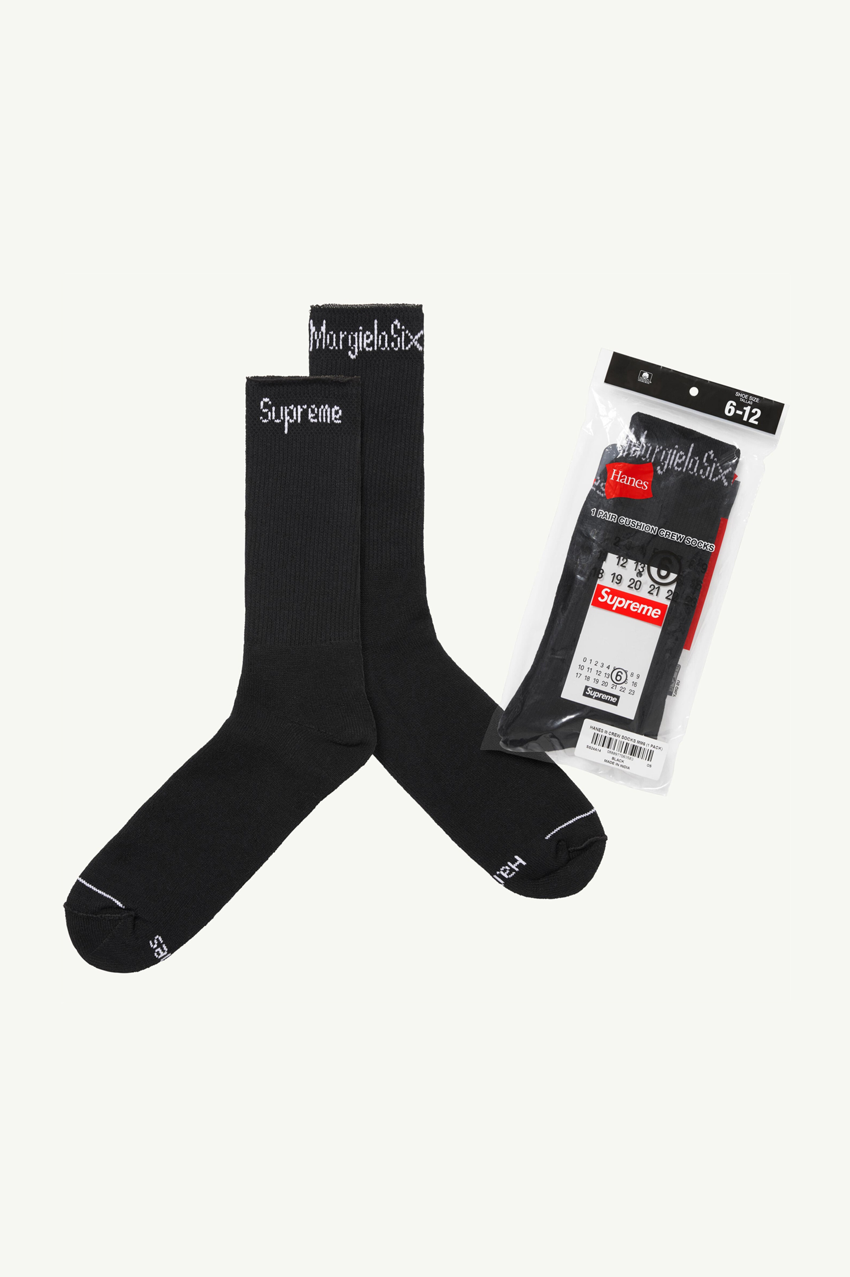 Supreme®/ MM6/ Hanes® Crew Socks (1 Pack) - 1