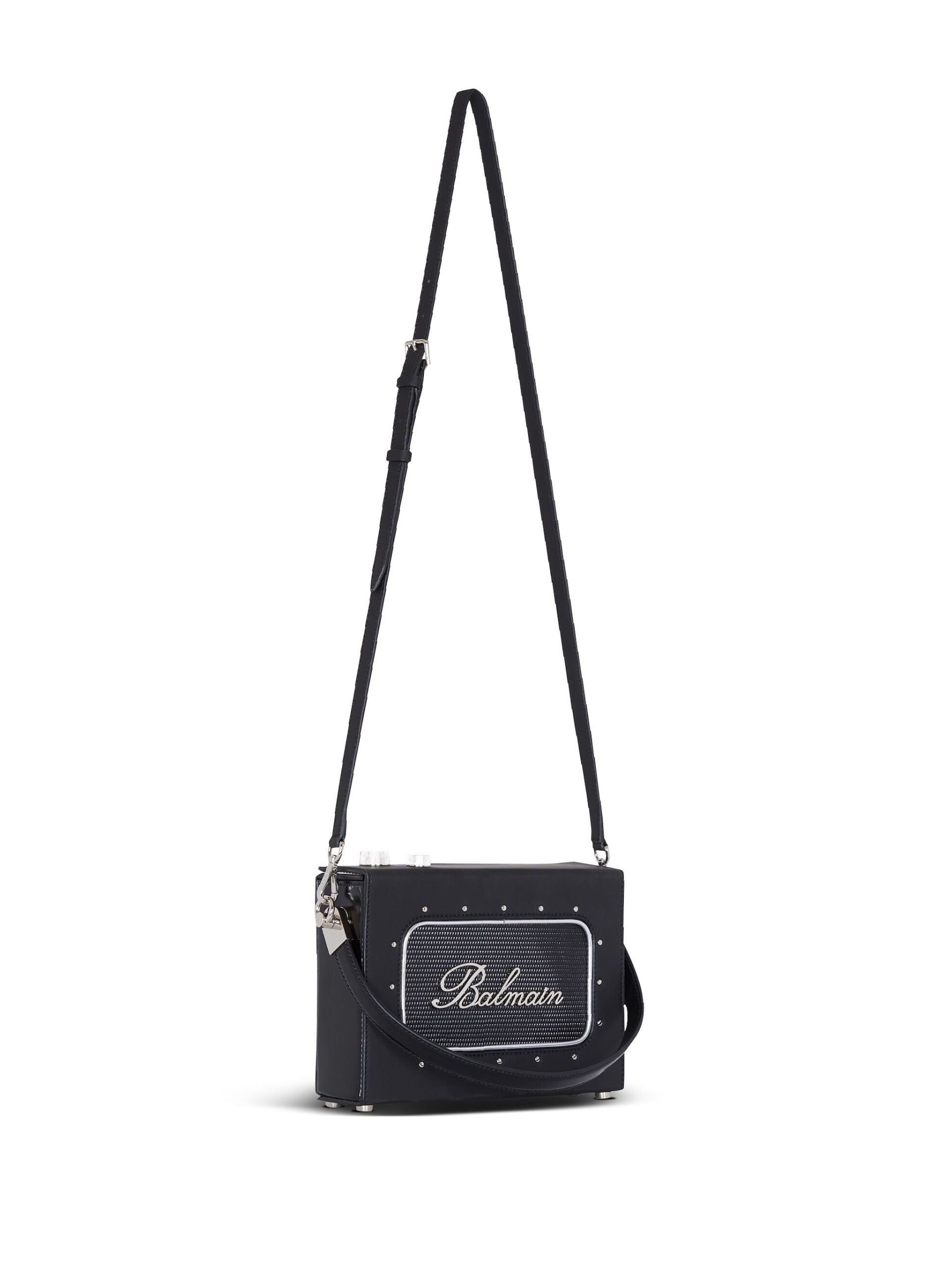 Black Radio Leather Shoulder Bag - 7