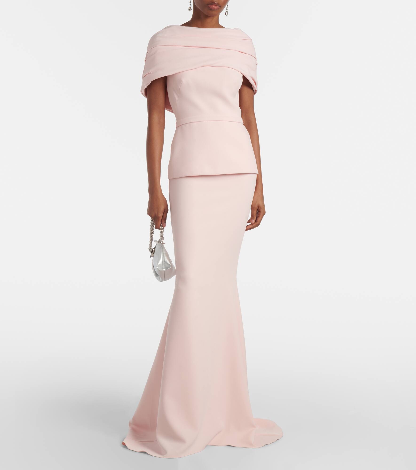 Loura draped peplum crêpe gown - 2