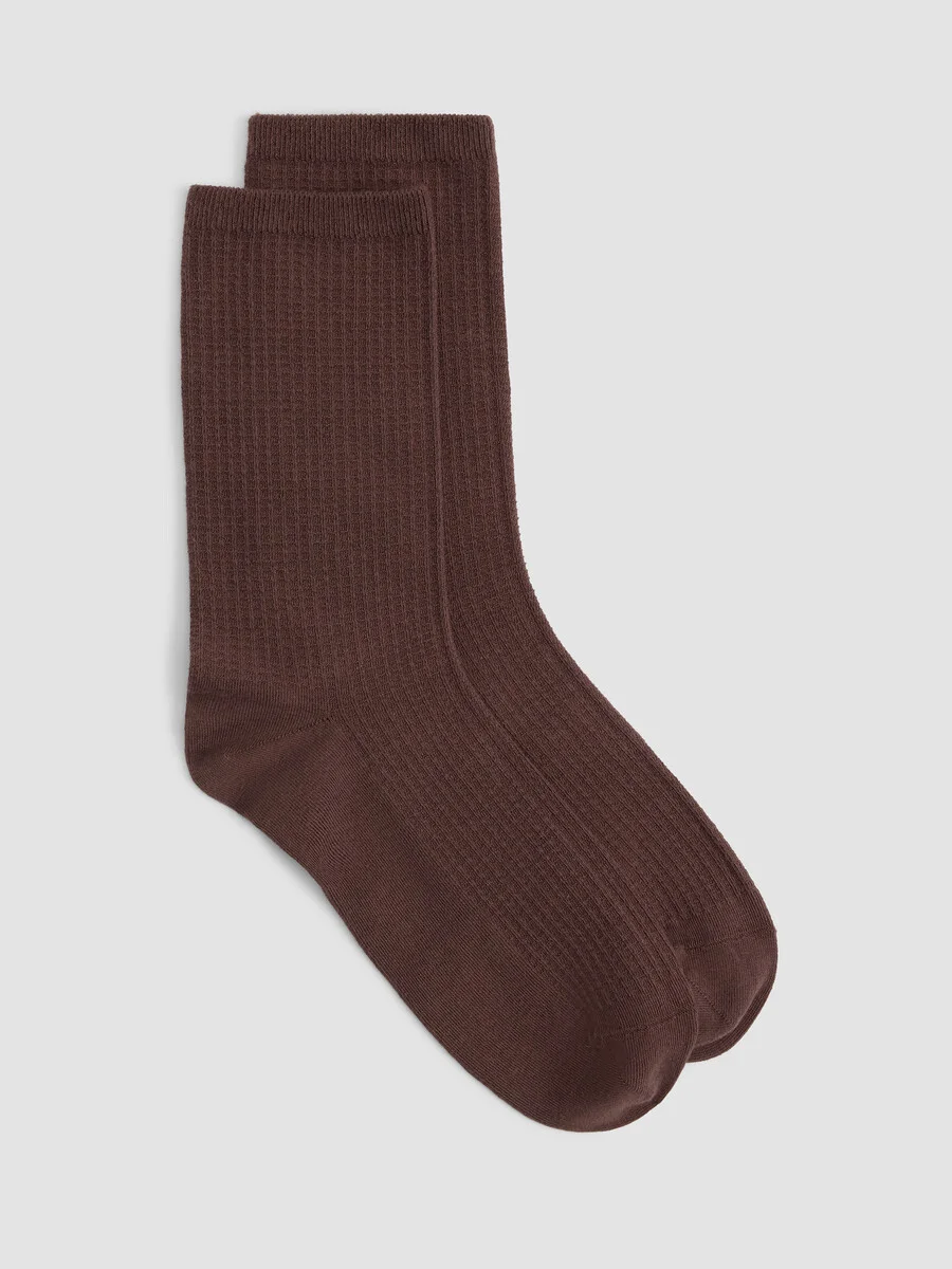 Cotton Waffle Blend Crew Sock - 1