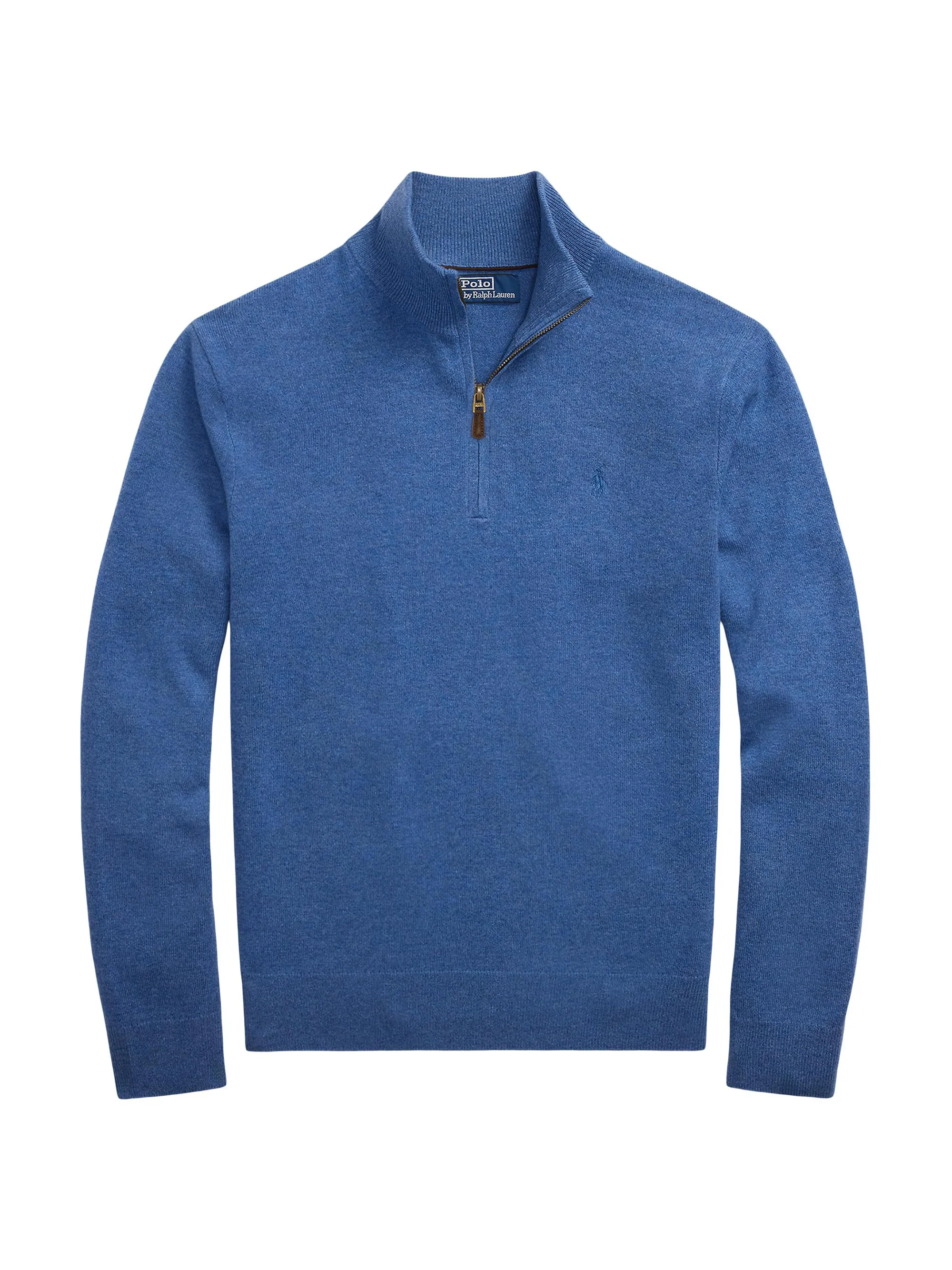Men's Logo Wool Quarter-Zip Sweater - Tide Pool Blue Heather - 1