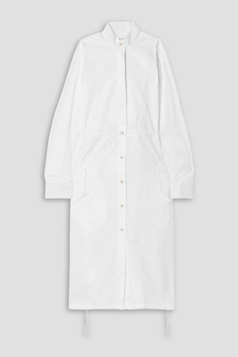 Piqué-trimmed cotton-poplin midi shirt dress - 1