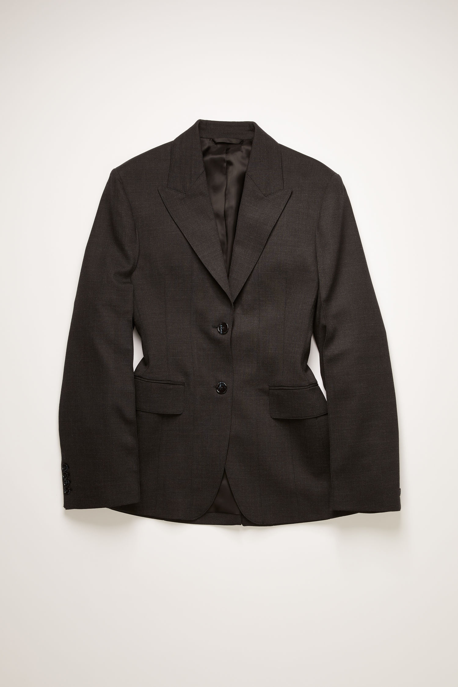 Cinched waist suit jacket charcoal grey - 1