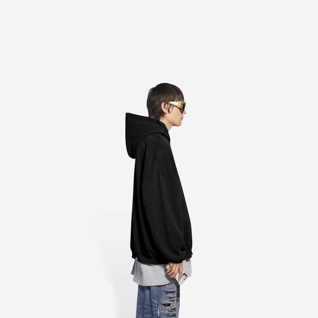 Men's Pride Boxy Hoodie in Black - 4