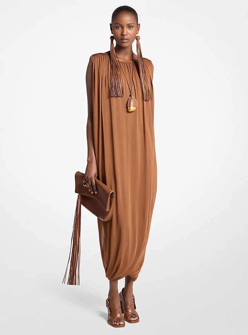 Draped Chiffon Jersey Dress - 1