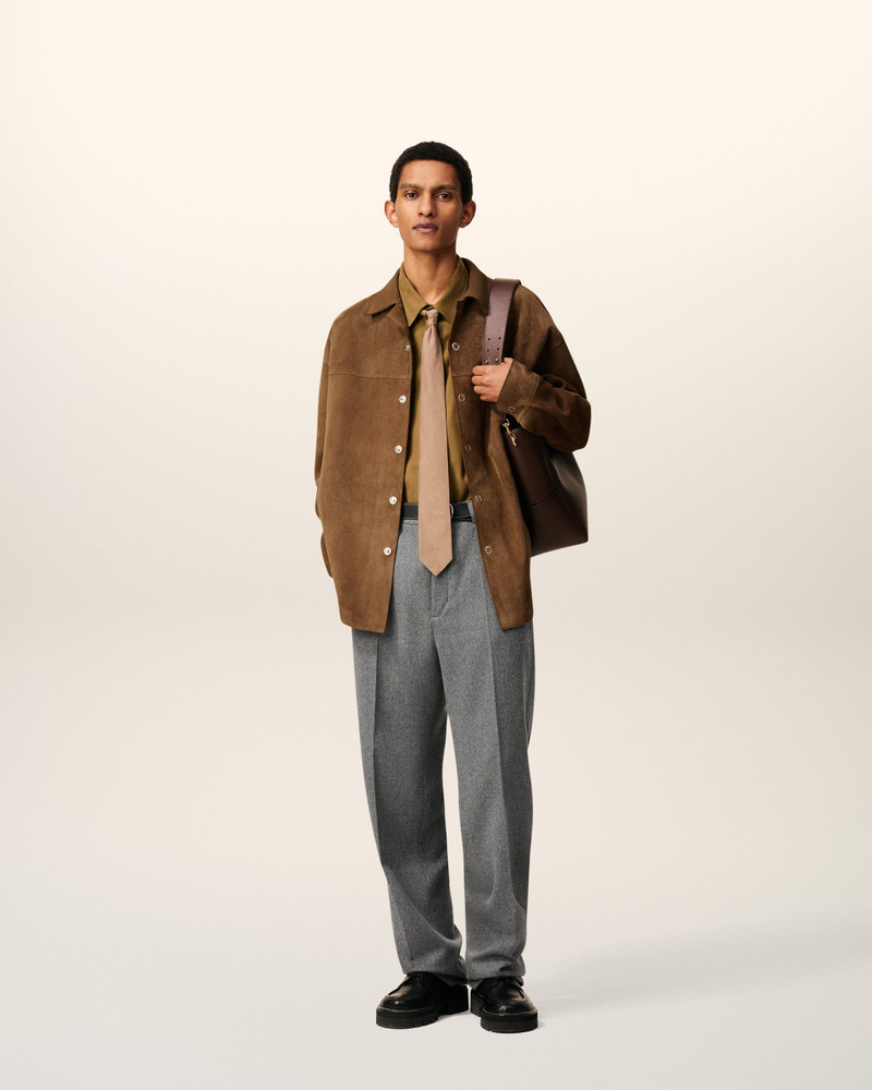 AMI Paris BROWN LEATHER OVERSHIRT outlook