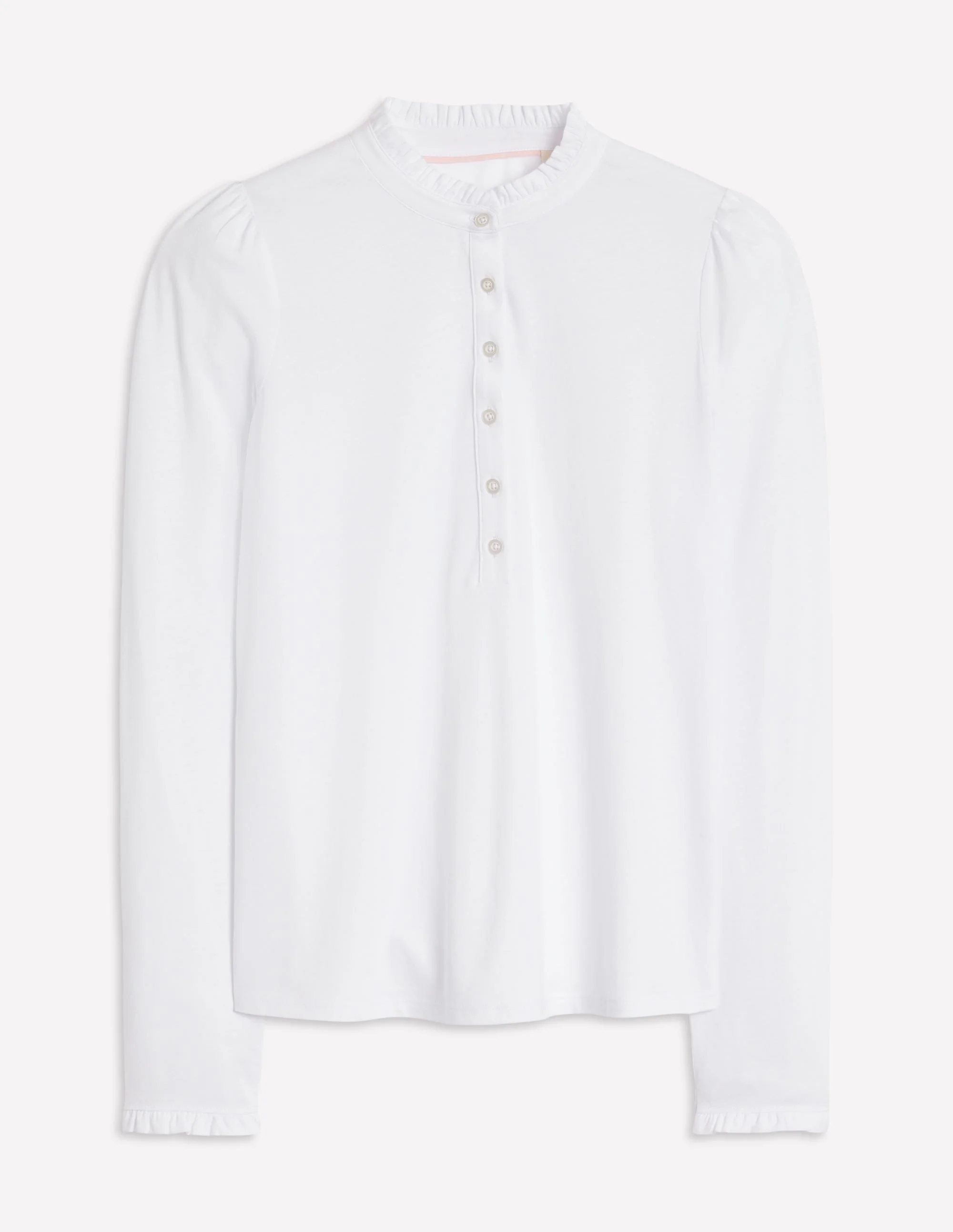 Supersoft Frill Henley Top-White - 1