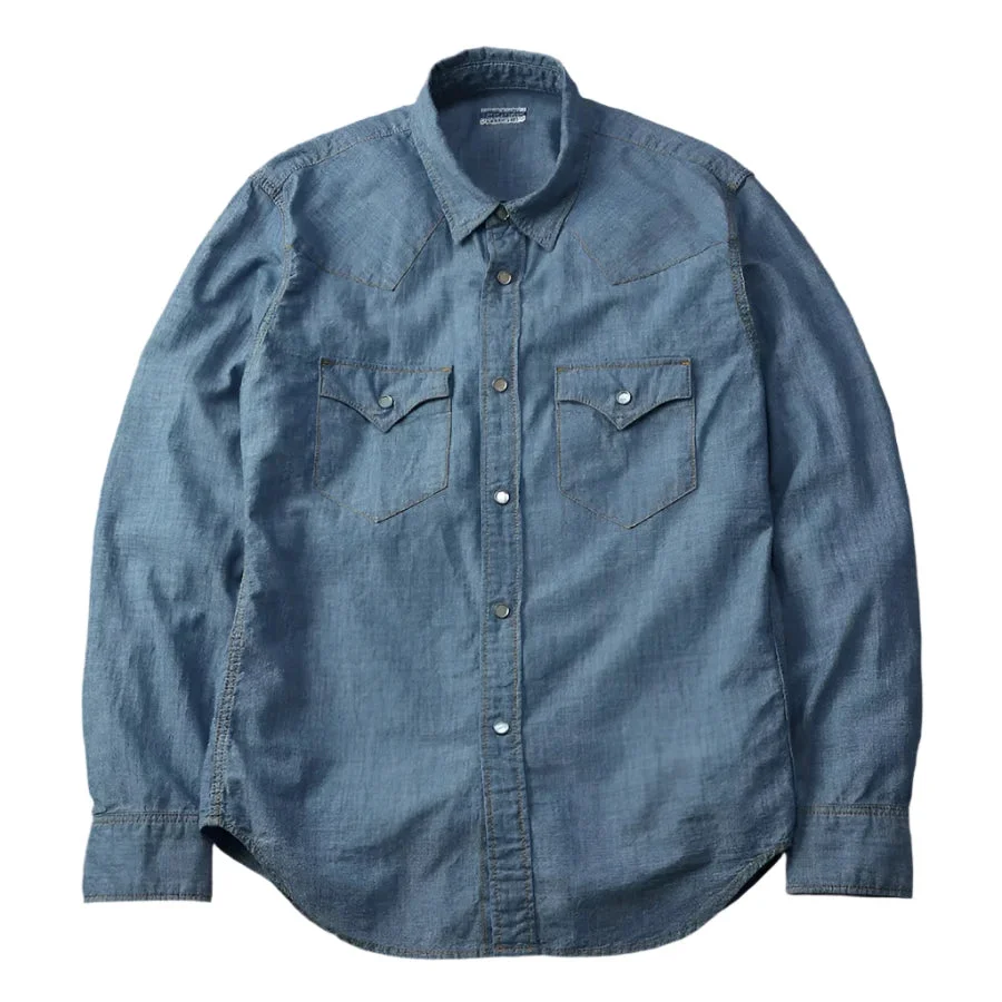 FN-SCW-003L 5oz Western Chambray Shirt Blue - 1