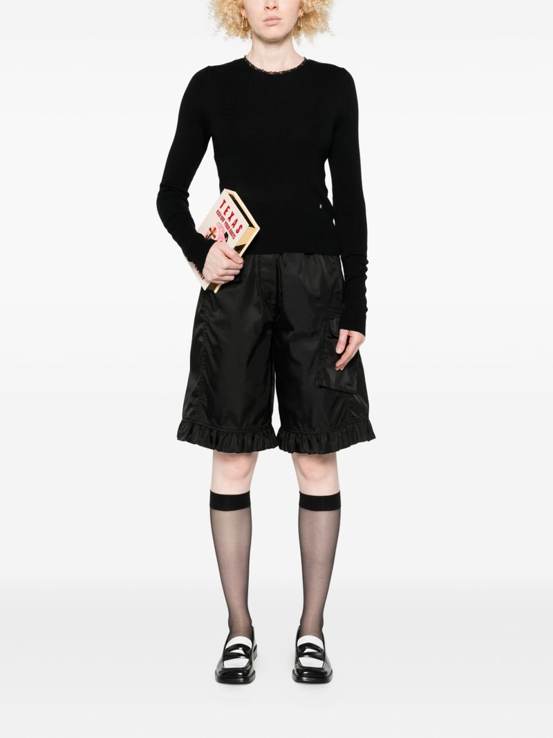 Moschino lace-trimmed ribbed sweater outlook