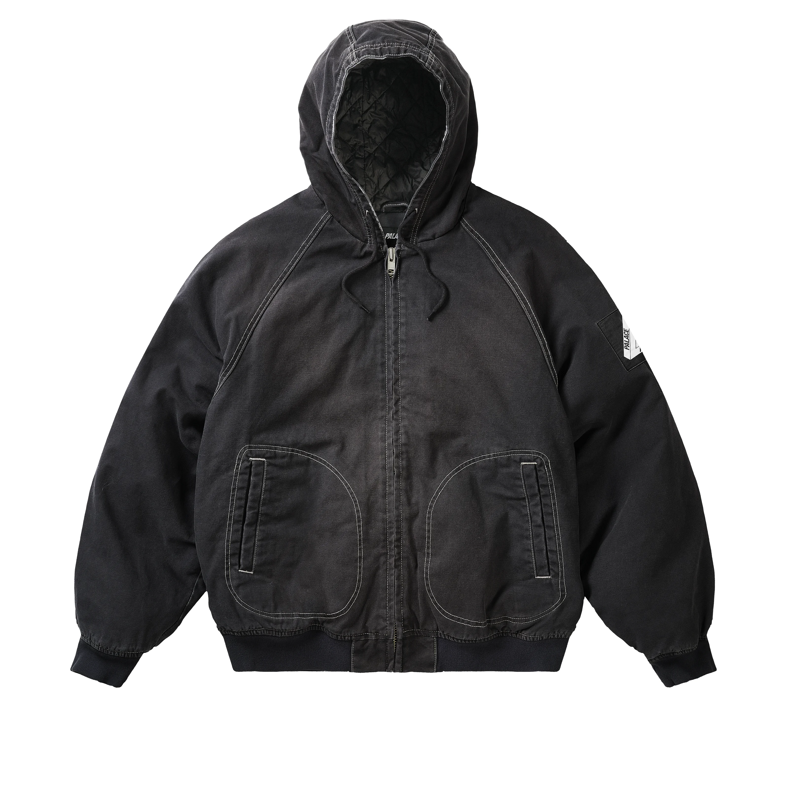 10 OZ HOODED CANVAS JACKET BLACK - 1