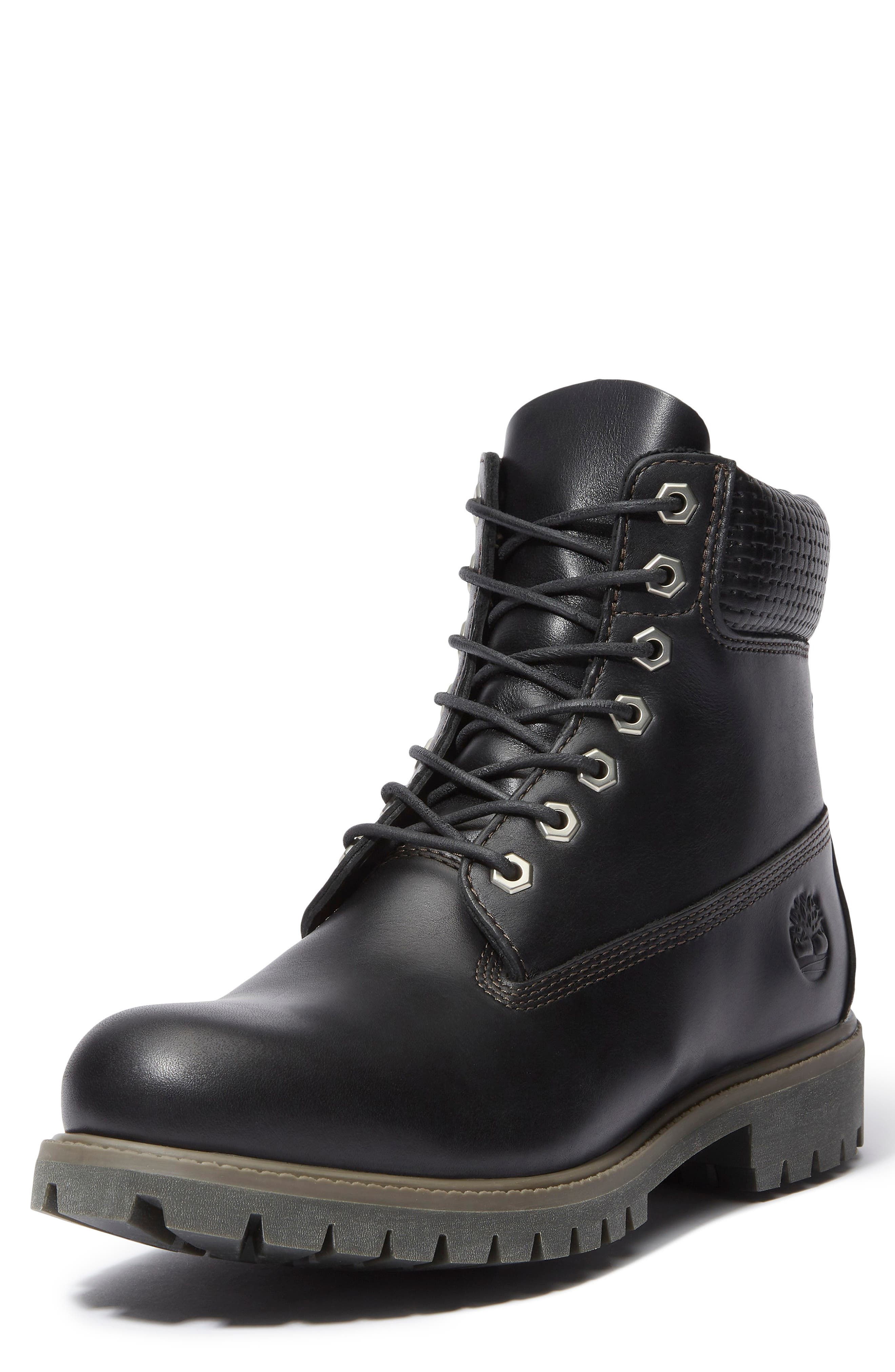 Timberland Premium 6-Inch Waterproof Boot in Black Grain/Dark Brown at Nordstrom - 7