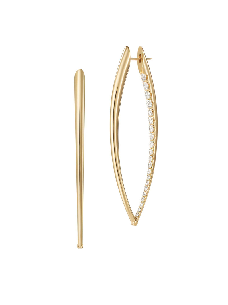 Women's Cristina 18K Yellow Gold & 1.83 TCW Diamond Extra Large Marquise Hoop Earrings - Yellow Gold 1
