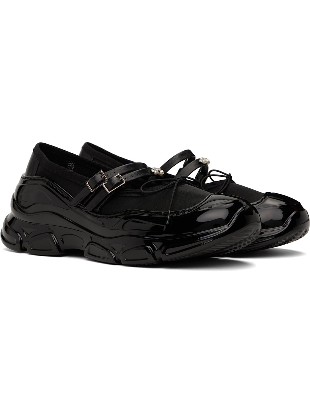 Black Mesh Tracker Ballerina Flats - 4