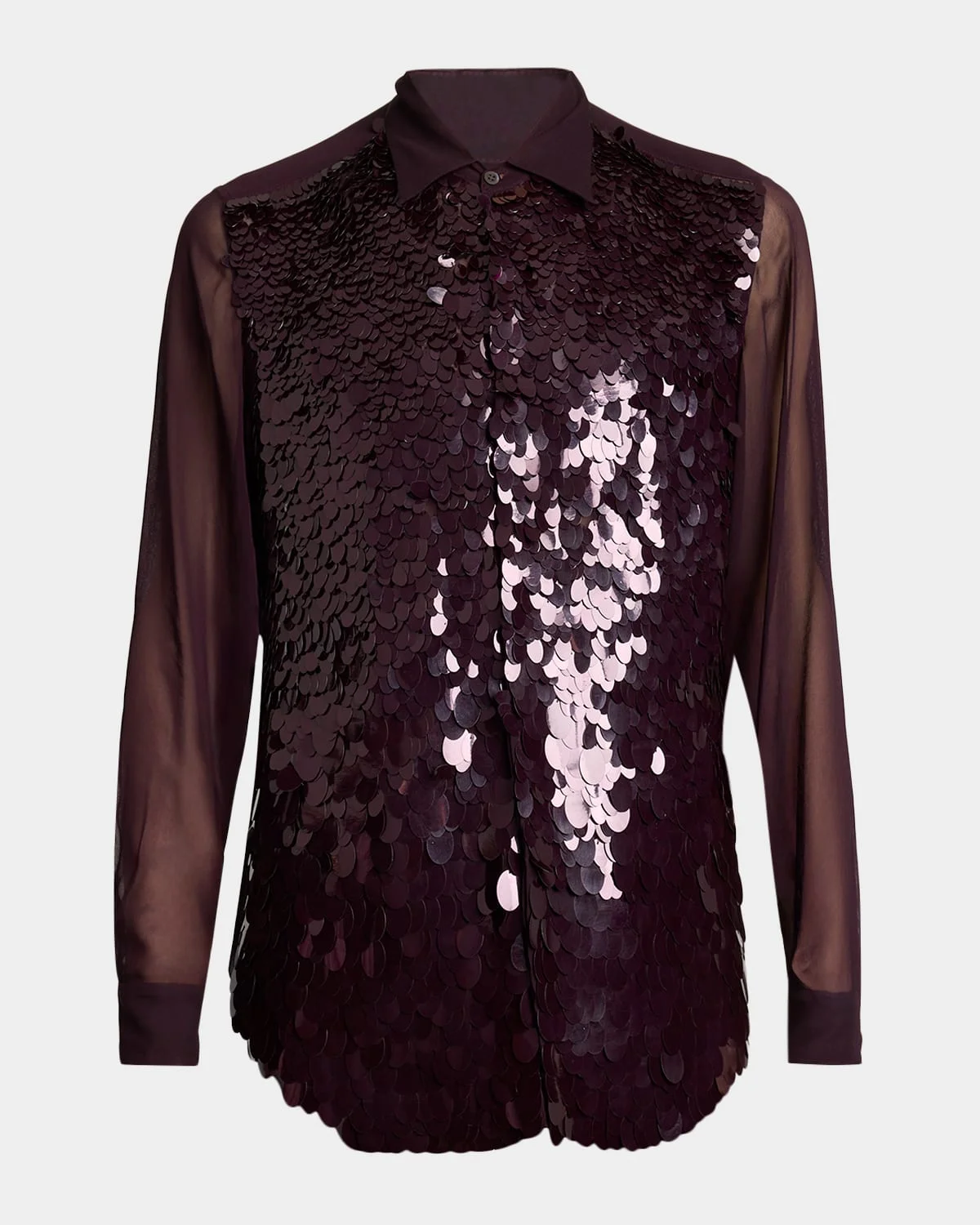 Men's Curles Sheer Sequin-Embellished Dress Shirt - 1