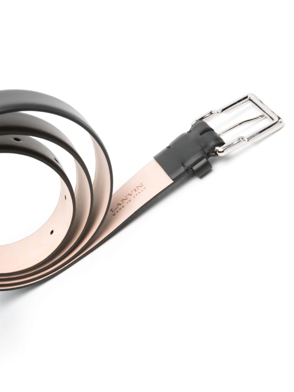 engraved-buckle leather belt - 2