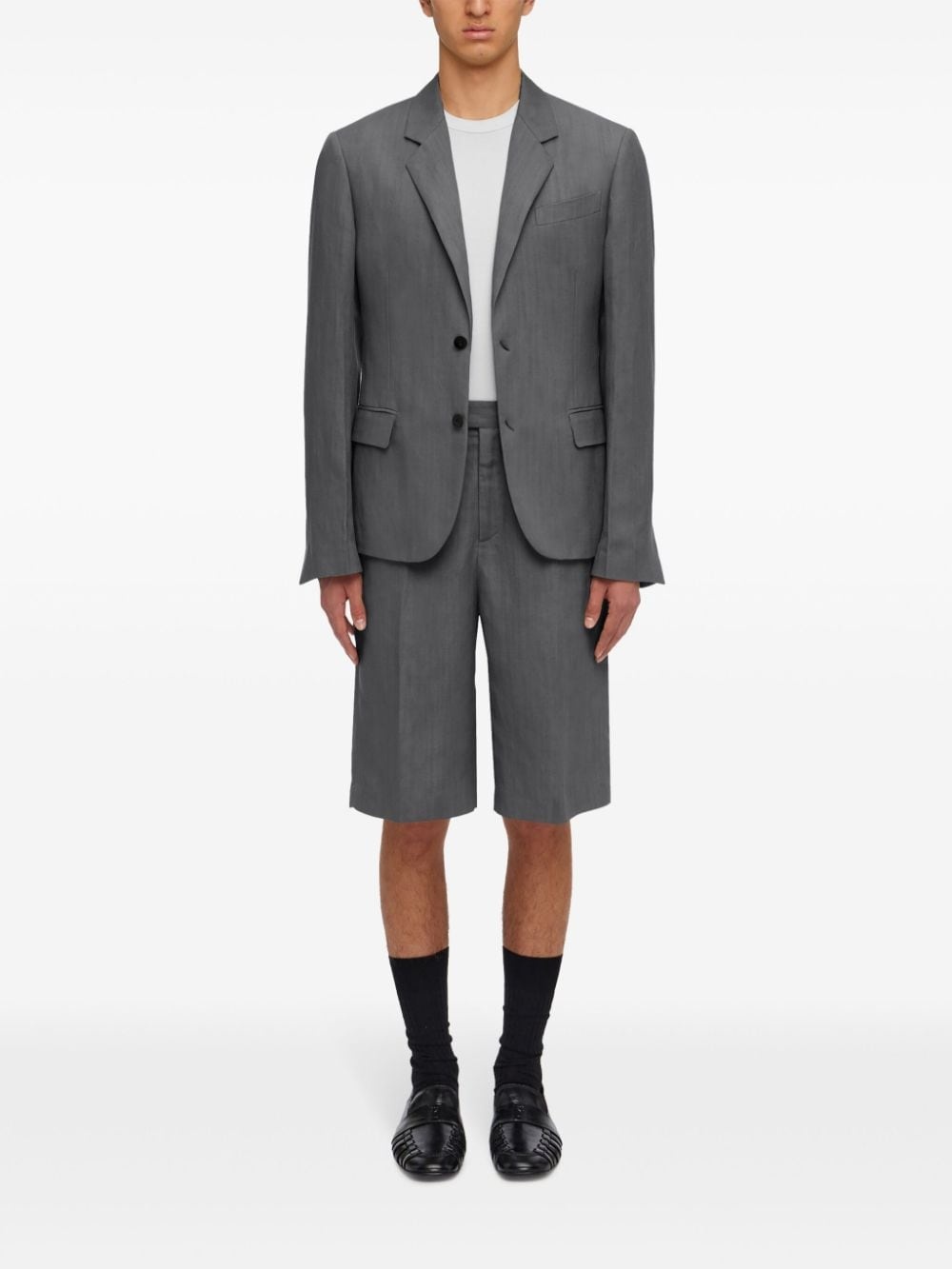 single-breasted cotton blazer - 2