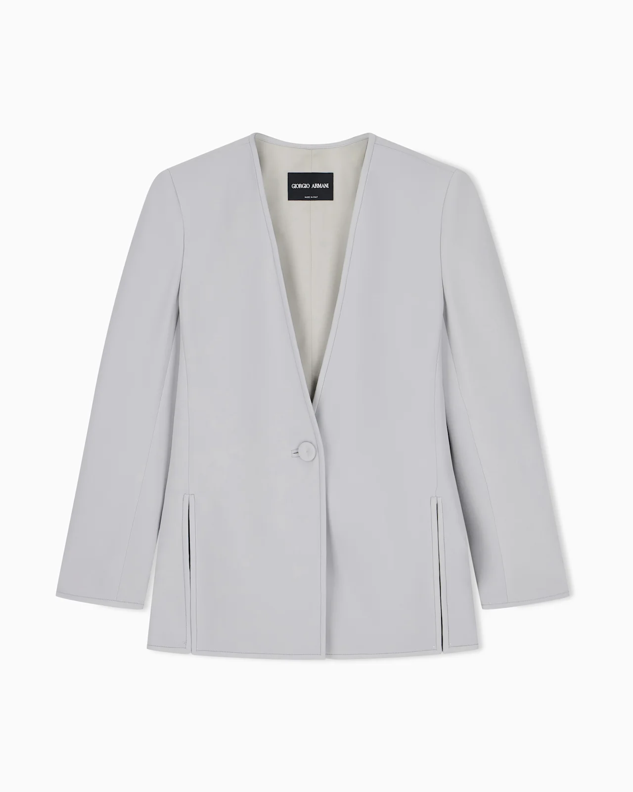 JACKET IN TECHNICAL VISCOSE CADY WITH V-NECK AND SIDE SLITS - 1