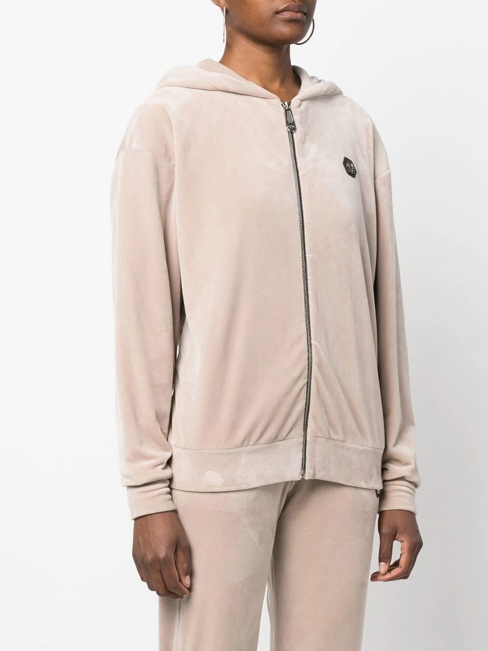 skull-appliqué zip-up hoodie - 4