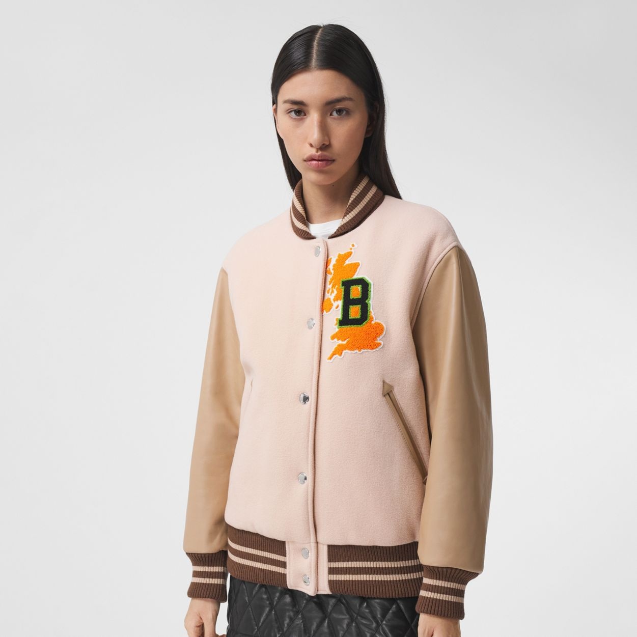 Varsity Graphic Wool and Leather Bomber Jacket - 5