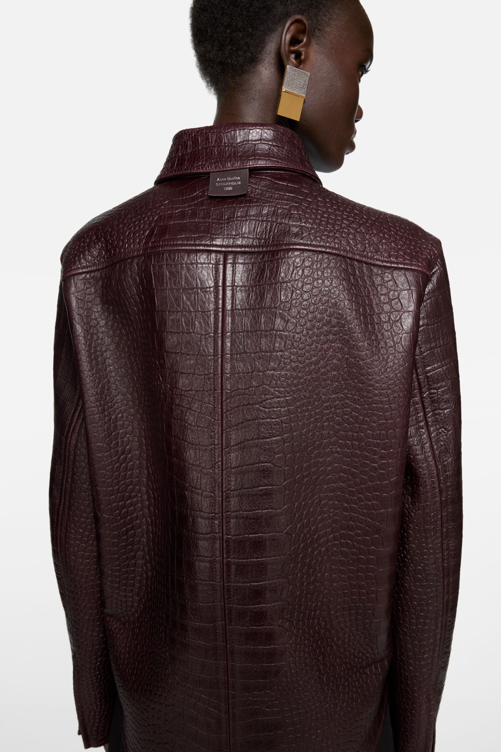 Leather shirt jacket - Burgundy - 4