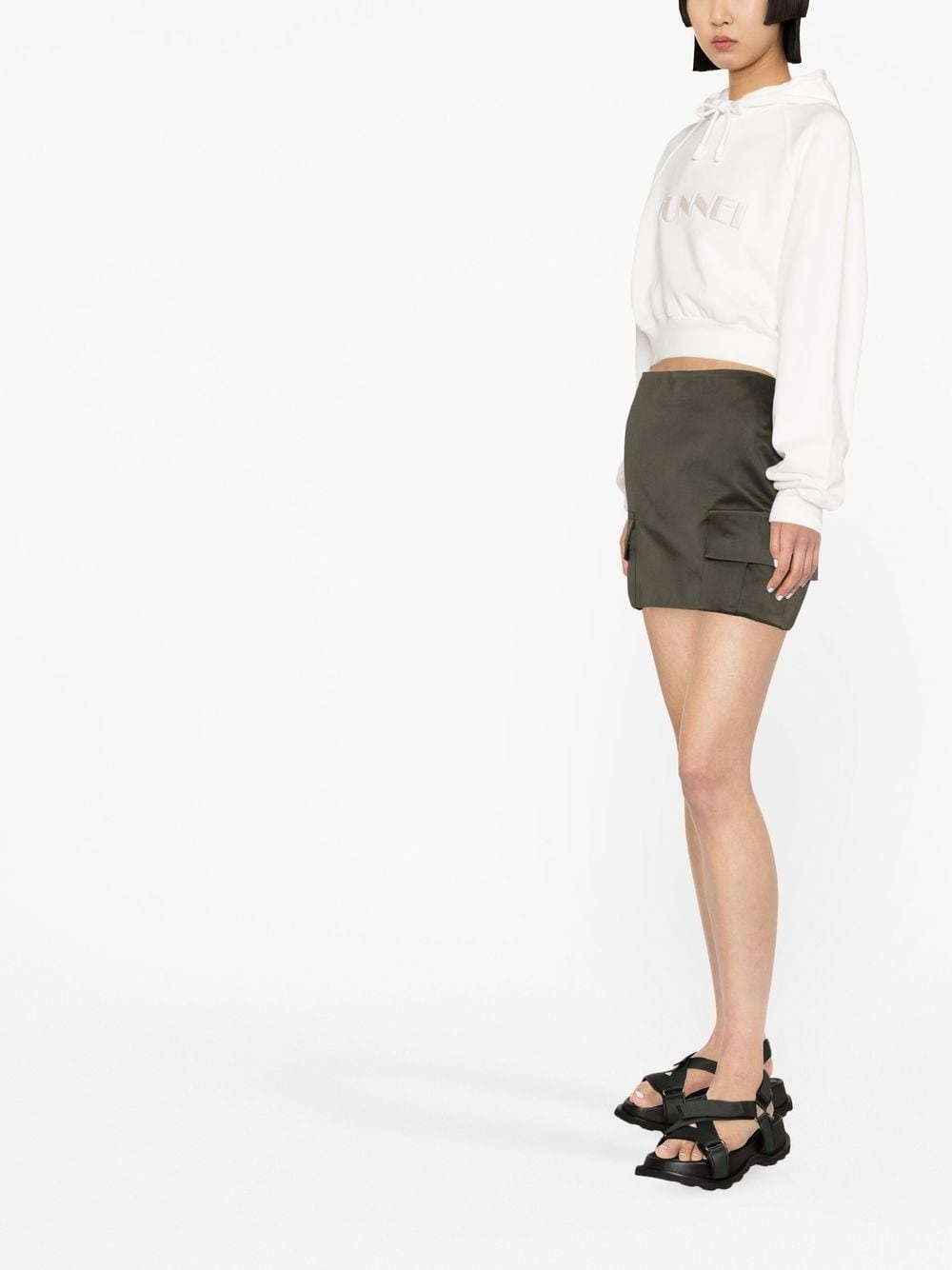 cropped logo-print cotton hoodie - 3