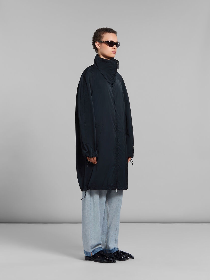 BLACK GATHERED TAFFETA PARKA - 6