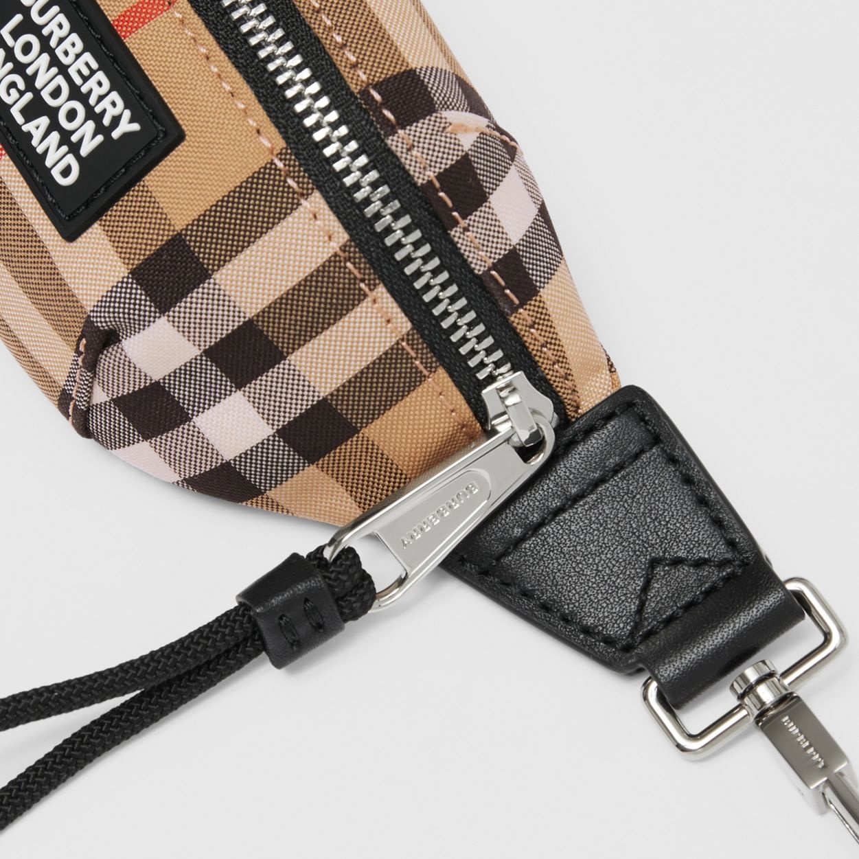 Vintage Check and Leather Bum Bag Charm - 2